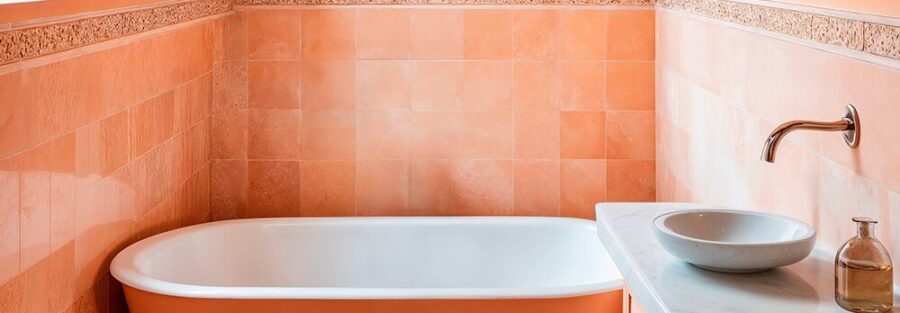 Baño renovado con techo y paredes claras recién pintadas